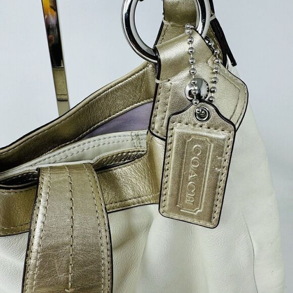 COACH Soho Buckle Gold Bone White Leather Hobo Shoulder Handbag - Picture 4 of 10